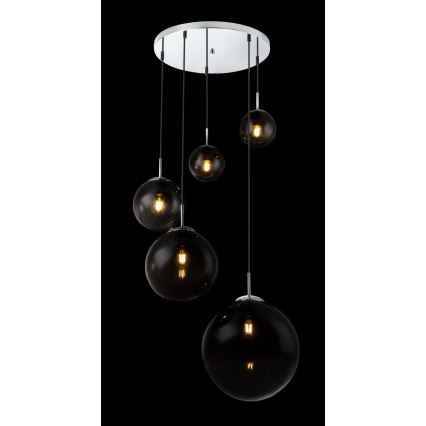 Globo - Ljuskrona med textilsladd 5xE27/40W/230V diameter 65 cm