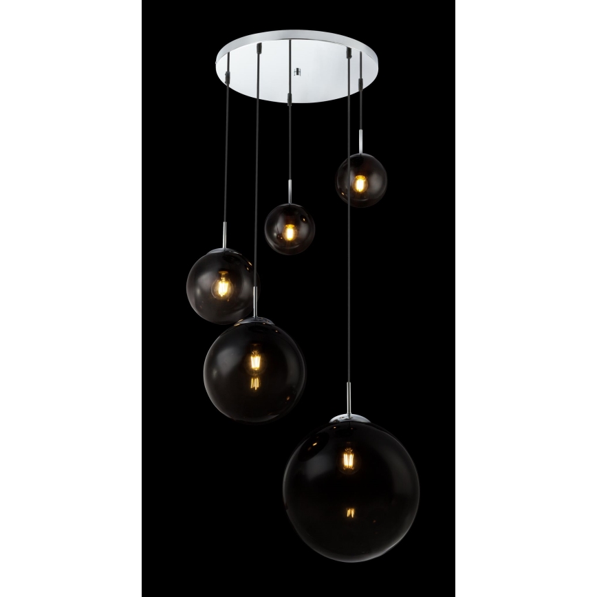 Globo - Ljuskrona med textilsladd 5xE27/40W/230V diameter 65 cm