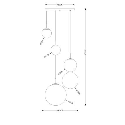 Globo - Ljuskrona med textilsladd 5xE27/40W/230V diameter 65 cm