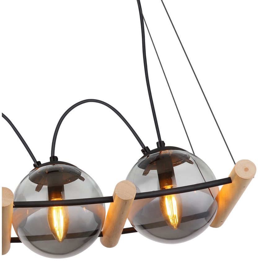 Globo - Ljuskrona med textilsladd 4xE14/15W/230V gummiträd