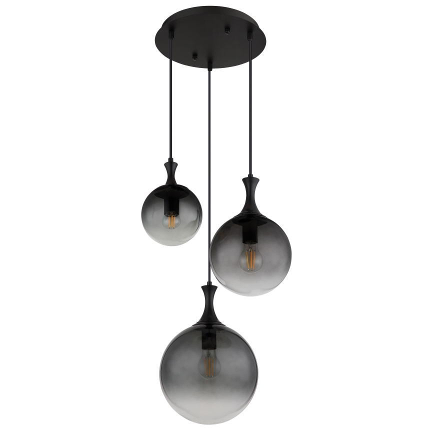 Globo - Ljuskrona med textilsladd 3xE27/10W/230V diameter 48 cm svart