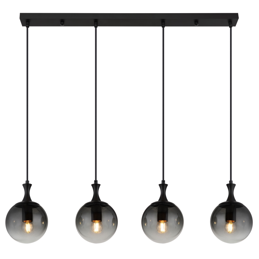 Globo - Ljuskrona med textilsladd 4xE27/10W/230V svart