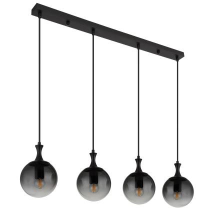 Globo - Ljuskrona med textilsladd 4xE27/10W/230V svart