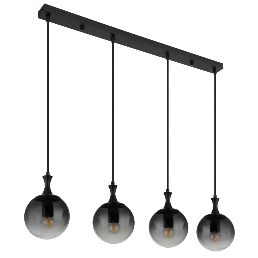 Globo - Ljuskrona med textilsladd 4xE27/10W/230V svart