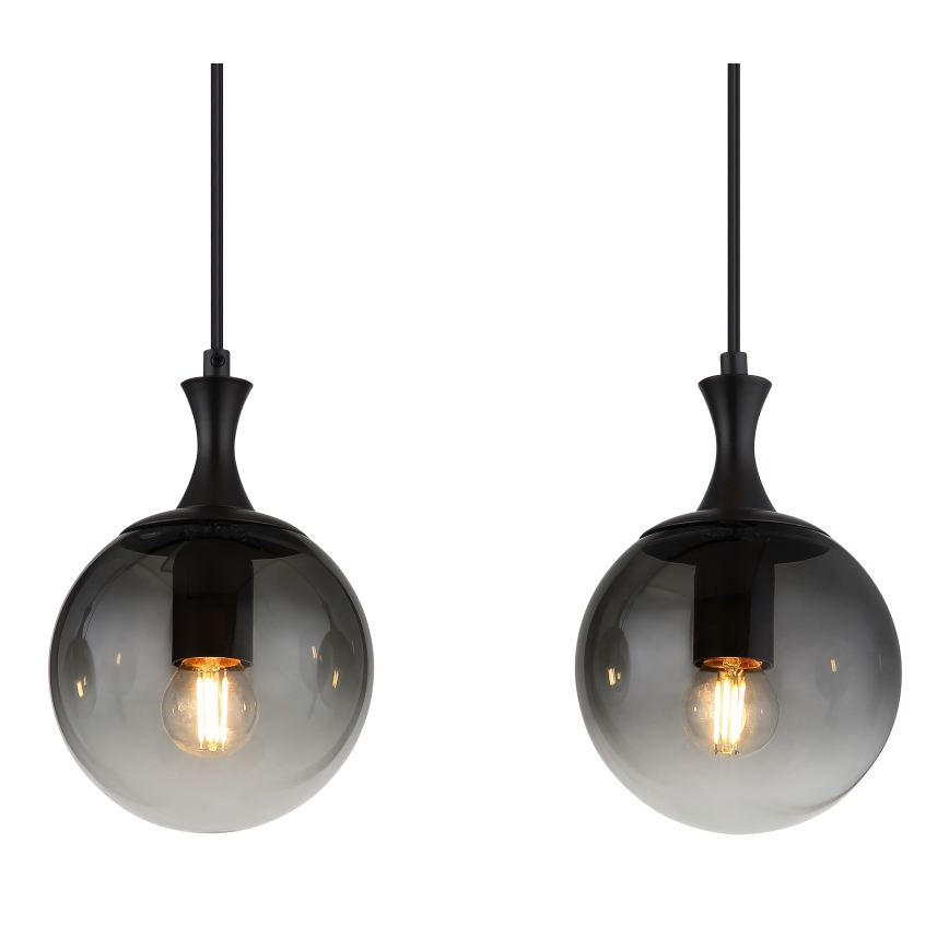 Globo - Ljuskrona med textilsladd 4xE27/10W/230V svart