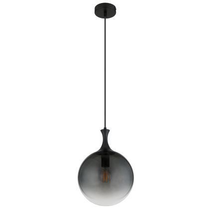 Globo - Ljuskrona med textilsladd 1xE27/10W/230V diameter 25 cm svart