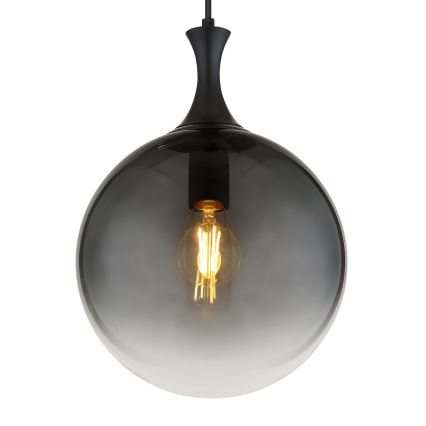 Globo - Ljuskrona med textilsladd 1xE27/10W/230V diameter 25 cm svart
