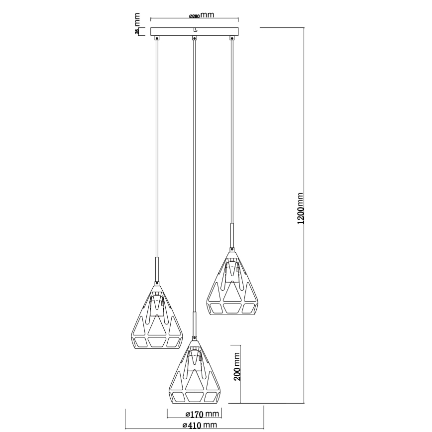 Globo - Ljuskrona med textilsladd 3xE27/40W/230V