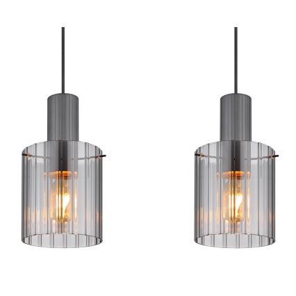 Globo - Ljuskrona med textilsladd 3xE27/40W/230V grå