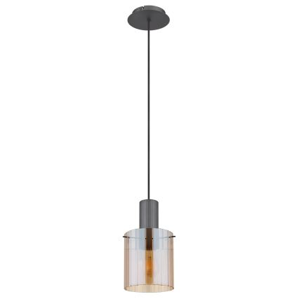 Globo - Ljuskrona med textilsladd 1xE27/40W/230V diameter 18 cm brun