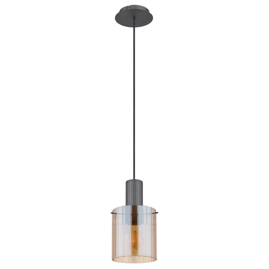 Globo - Ljuskrona med textilsladd 1xE27/40W/230V diameter 18 cm brun