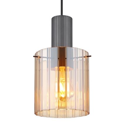 Globo - Ljuskrona med textilsladd 1xE27/40W/230V diameter 18 cm brun