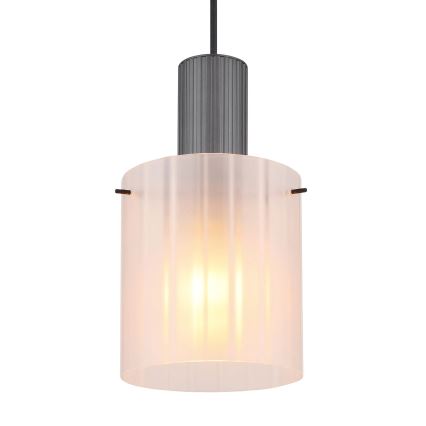 Globo - Ljuskrona med textilsladd 1xE27/40W/230V diameter 18 cm vit
