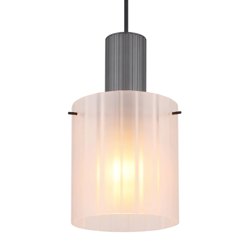 Globo - Ljuskrona med textilsladd 1xE27/40W/230V diameter 18 cm vit