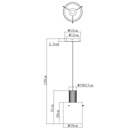 Globo - Ljuskrona med textilsladd 1xE27/40W/230V diameter 18 cm vit