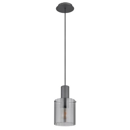 Globo - Ljuskrona med textilsladd 1xE27/40W/230V diameter 18 cm grå