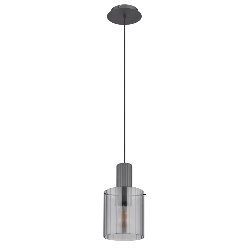 Globo - Ljuskrona med textilsladd 1xE27/40W/230V diameter 18 cm grå