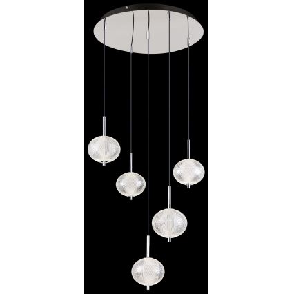 Globo - LED ljuskrona med textilsladd 5xLED/6,6W/230V 3000/4500/6500K