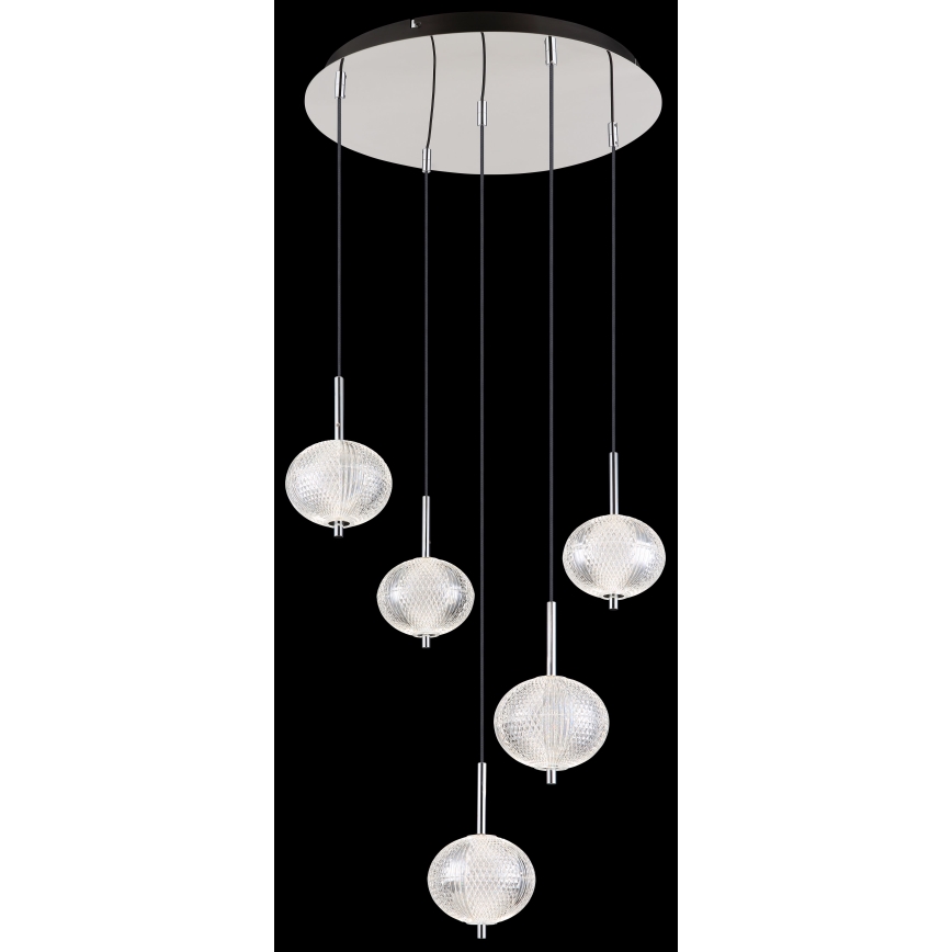 Globo - LED ljuskrona med textilsladd 5xLED/6,6W/230V 3000/4500/6500K