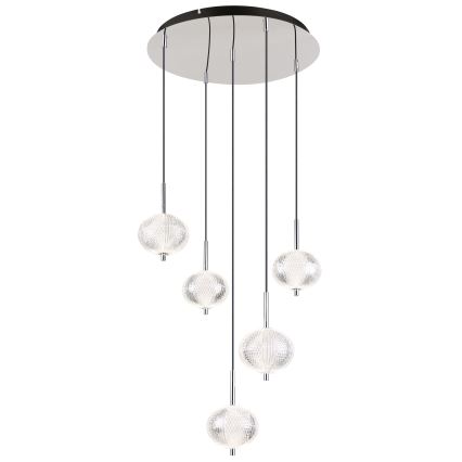 Globo - LED ljuskrona med textilsladd 5xLED/6,6W/230V 3000/4500/6500K