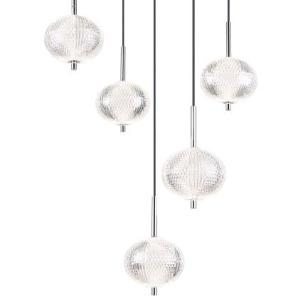 Globo - LED ljuskrona med textilsladd 5xLED/6,6W/230V 3000/4500/6500K