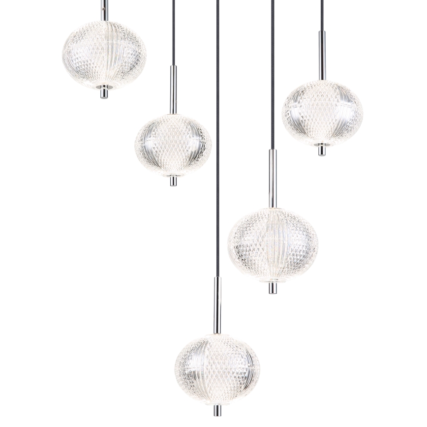 Globo - LED ljuskrona med textilsladd 5xLED/6,6W/230V 3000/4500/6500K