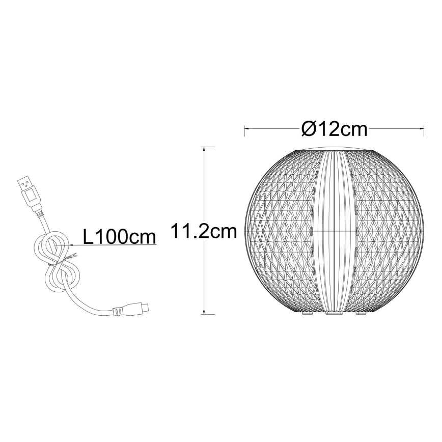 Globo - LED ljusreglerad bordslampa touch LED/2W/5V 1200 mAh USB genomskinlig