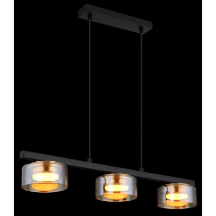 Globo - LED ljuskrona med textilsladd 3xGX53/6W/230V rökig/brun