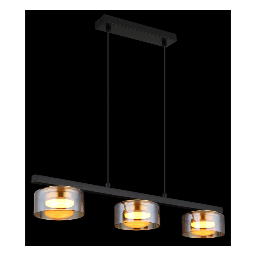 Globo - LED ljuskrona med textilsladd 3xGX53/6W/230V rökig/brun