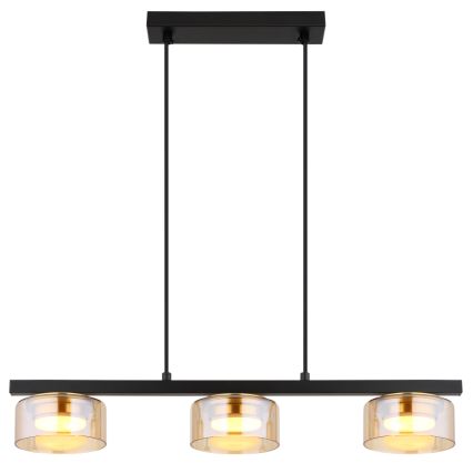 Globo - LED ljuskrona med textilsladd 3xGX53/6W/230V rökig/brun