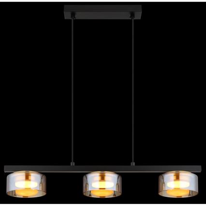 Globo - LED ljuskrona med textilsladd 3xGX53/6W/230V rökig/brun