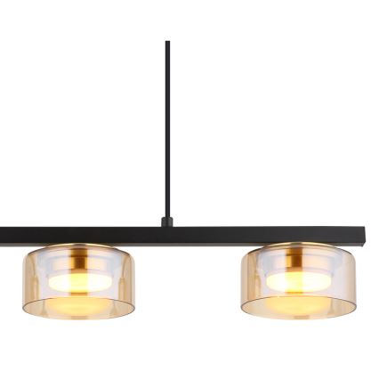 Globo - LED ljuskrona med textilsladd 3xGX53/6W/230V rökig/brun