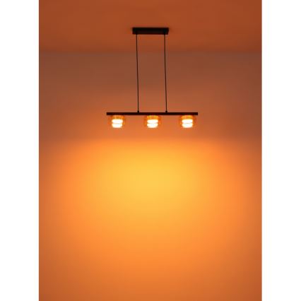 Globo - LED ljuskrona med textilsladd 3xGX53/6W/230V rökig/brun