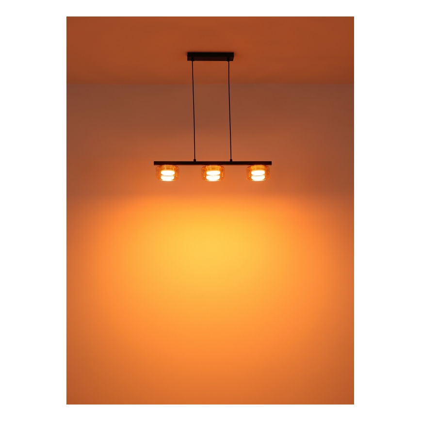 Globo - LED ljuskrona med textilsladd 3xGX53/6W/230V rökig/brun