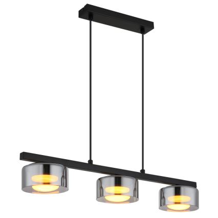 Globo - LED ljuskrona med textilsladd 3xGX53/6W/230V rökig/svart