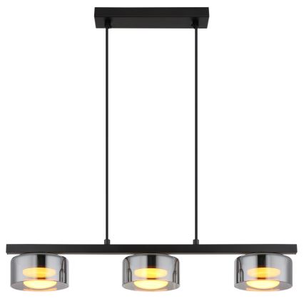Globo - LED ljuskrona med textilsladd 3xGX53/6W/230V rökig/svart