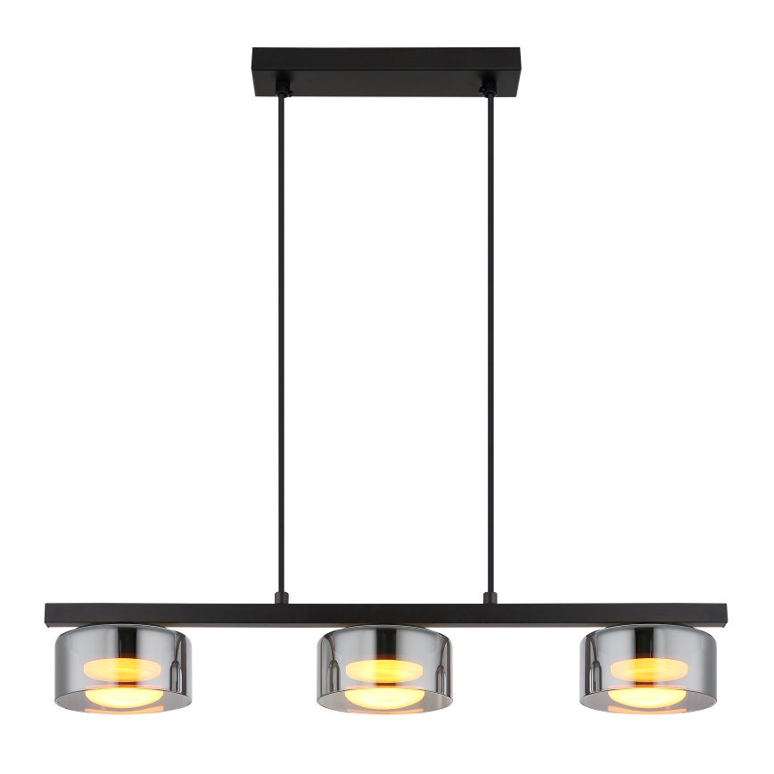 Globo - LED ljuskrona med textilsladd 3xGX53/6W/230V rökig/svart