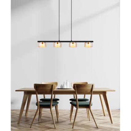 Globo - LED ljuskrona med textilsladd 4xGX53/6W/230V rökig/brun
