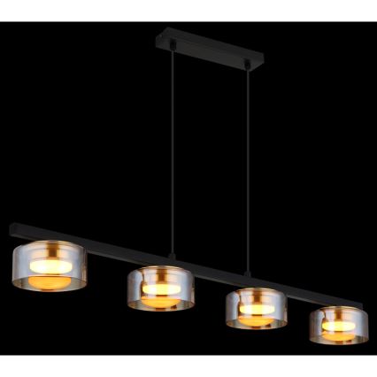 Globo - LED ljuskrona med textilsladd 4xGX53/6W/230V rökig/brun