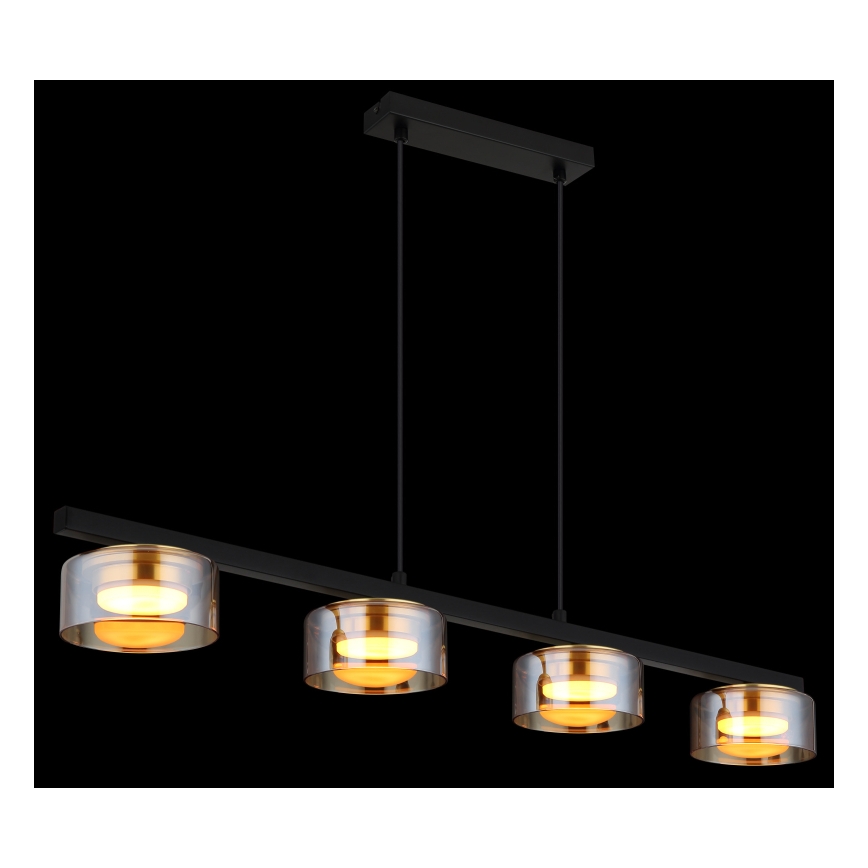 Globo - LED ljuskrona med textilsladd 4xGX53/6W/230V rökig/brun