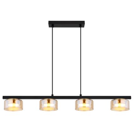 Globo - LED ljuskrona med textilsladd 4xGX53/6W/230V rökig/brun