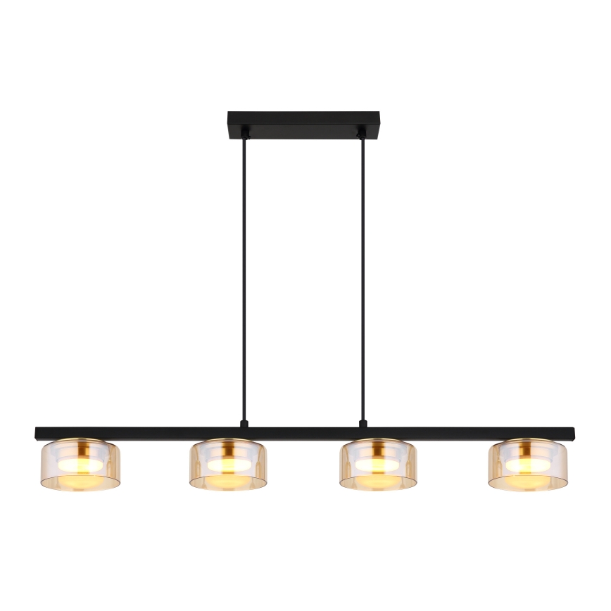 Globo - LED ljuskrona med textilsladd 4xGX53/6W/230V rökig/brun