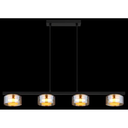 Globo - LED ljuskrona med textilsladd 4xGX53/6W/230V rökig/brun