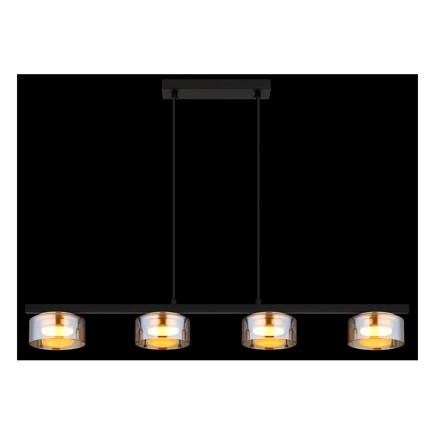 Globo - LED ljuskrona med textilsladd 4xGX53/6W/230V rökig/brun