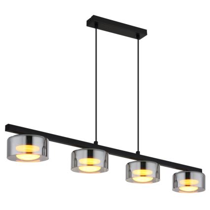 Globo - LED ljuskrona med textilsladd 4xGX53/6W/230V rökig/svart