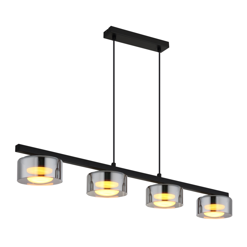 Globo - LED ljuskrona med textilsladd 4xGX53/6W/230V rökig/svart
