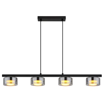 Globo - LED ljuskrona med textilsladd 4xGX53/6W/230V rökig/svart