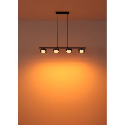 Globo - LED ljuskrona med textilsladd 4xGX53/6W/230V rökig/svart