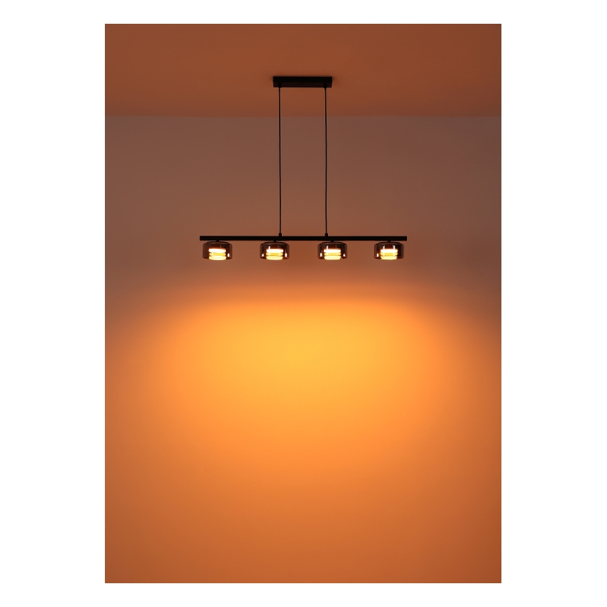 Globo - LED ljuskrona med textilsladd 4xGX53/6W/230V rökig/svart
