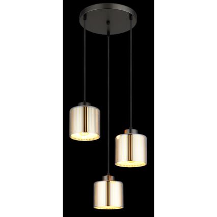 Globo - Ljuskrona med textilsladd 3xE27/60W/230V skinande krom diameter 33 cm